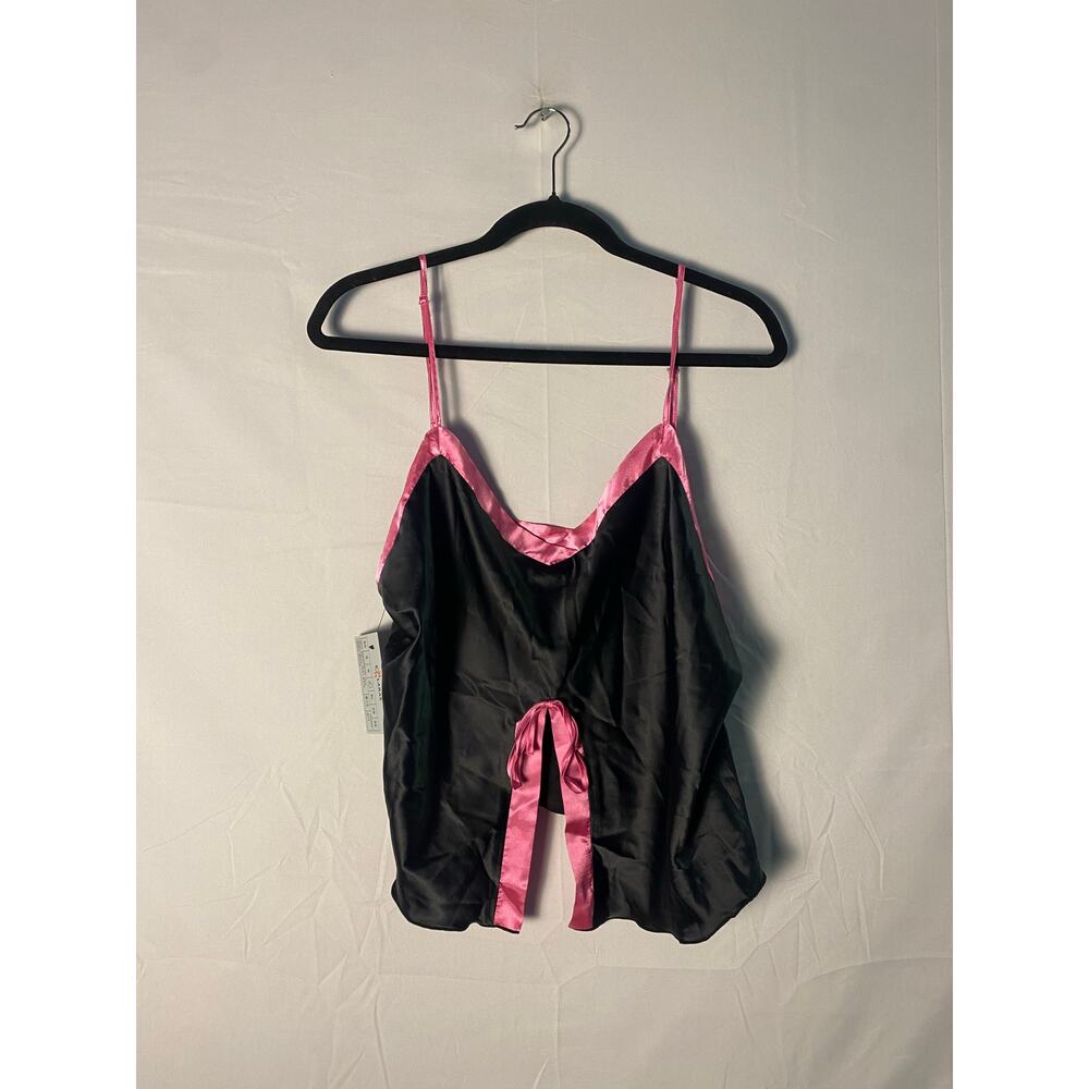 Y2K Pajamagram Black Pink Satin Cami Top Size Large